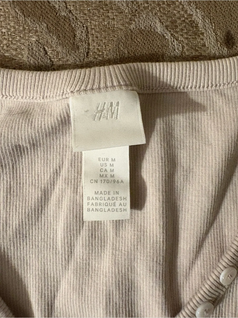 H&M Ribbed V-Neck Button Tank Top - Cream - Picture 3 of 3